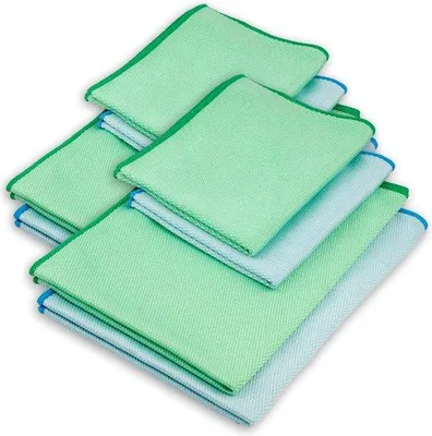 Obrázok produktu pre Unyqoos® mikrovláknové utierky na bezšmuhové čistenie okien a automobilových skiel, balenie 8 kusov (60×40 cm a 40×30 cm),  Oeko-Tex Standard 100, bez vlákien, vysoko savé