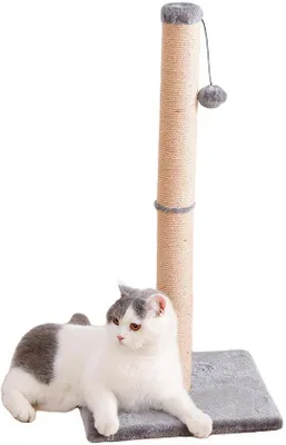 Imagen del producto de Ibenzoa®: Árbol para gatos y gatitos – 75 x 35 x 35 cm, poste de sisal natural con bola de felpa suave, base estable para trepar y cuidar las uñas