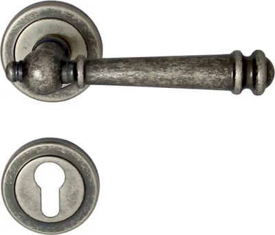 Produktbild von Massiv Messing Türbeschlag Kos R PZ Antik - Iron Türdrücker Türklinke