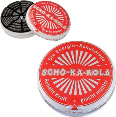 Produktbild von Scho-Ka-Kola Original Zartbitter rot (100g Dose) + usy Block
