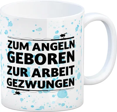 Produktbild von Zum Angeln geboren zur Arbeit gezwungen Kaffeebecher für Angler