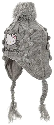 Produktbild von Baby Mütze gestrickt mit Fleece-Futter Hello Kitty Grau 44 cm