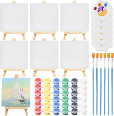 Produktbild von Mini-Leinwand Set 30-teilig, mit Staffeleien und Holzrahmen, für Malerei und Dekoration