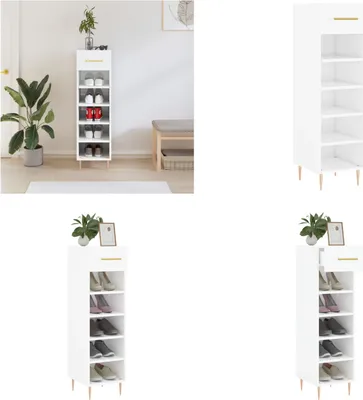 Produktbild von vidaXL Schuhschrank Hochglanz Weiß 30x35x105 cm Holzwerkstoff - Schuhschrank - Schuhschränke - Schuhaufbewahrung - Schuhorganizer
