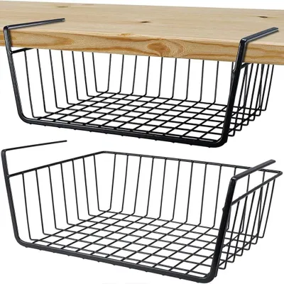 Metall-Hängekorb 2er-Set, 30,5x24,1x10 cm, schwarz, für Regale