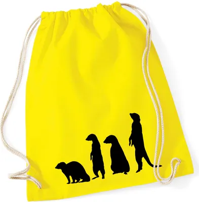 Produktbild von Huuraa Turnbeutel Erdmännchen Silhouette 12 Liter Yellow Baumwolle Rucksack Geschenkidee