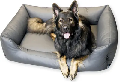 Produktbild von 4L Textil MARIO Hundebett Kunstleder grau Hundebett grosse Hunde Kunstleder Hundekörbchen Kunstleder Hundekorb aus Kunstleder 120x90 cm