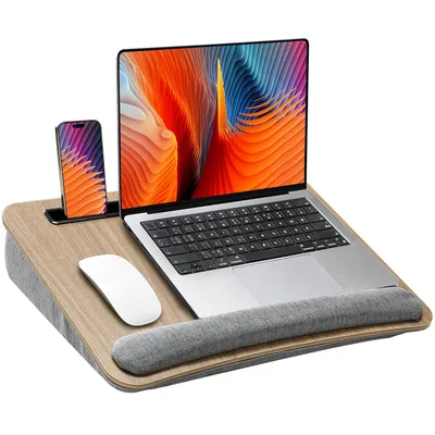 Produktbild von Laptop-Schreibtisch tragbar mit Kissen | Knietisch für 15,6 Zoll Laptops | Computer-Ständer für Buch & Tablet | Studenten