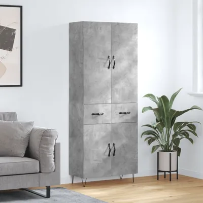 Produktbild von vidaXL Highboard Betongrau 69,5x34x180 cm Holzwerkstoff