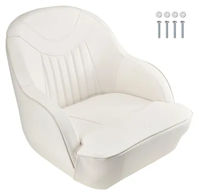 Obrázok produktu pre Sedadlo SucceBuy pre člny s výklopnou opierkou, polstrovanou vankúšom, PVC poťahom a ergonomickým dizajnom – vhodné pre rybárske lode, jachty a plavidlá, biele