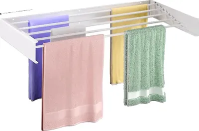 Zdjęcie produktu dla Suszarka do bielizny, montaż na ścianie, konstrukcja składana, 80 cm – 5 drążków