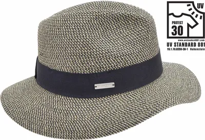 Seeberger knautschbarer Borten-Sommerhut Fedora mit UV-Schutz 30 in braun