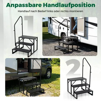 Produktbild von Wohnmobil-Trittstufe mit Handlauf - Robust, rutschfest, 65 cm breit
