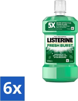 Obrázok produktu pre Listerine - Ústna voda - Fresh Burst - Silné zuby - 500 ml - Hodnotné balenie - 6 kusov