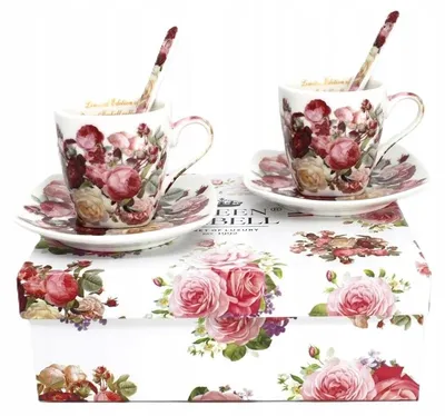 Produktbild von Domdekoracji Jardin Botanique Espresso-Set 2 Tassen Blumenmuster Porzellan