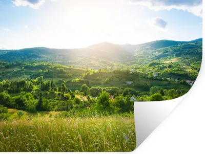 Produktbild von MuchoWow® Wandtattoo Wandsticker Wandaufkleber Wald - Landschaft - Sonne - Natur - Sonnenaufgang 80x60 cm Selbstklebend und Repositionierbar - Faltenfrei