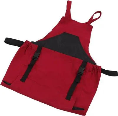 Produktbild von Gartenschürze mit Taschen - Praktische Schürze für Gartenarbeiten - Wasserfestes PVC Material - 52,5 x 59,5 cm - Dunkelrot
