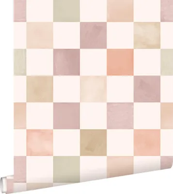 Zdjęcie produktu dla ESTAhome Tapeta motyw kratki beżowymIfioletowym 50 x 900 cm