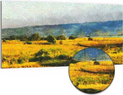 Produktbild von DEQORI Hybrid Leinwand Bild 100x50 cm 'Farbige Freiheit' Wandbild Glas flach modern