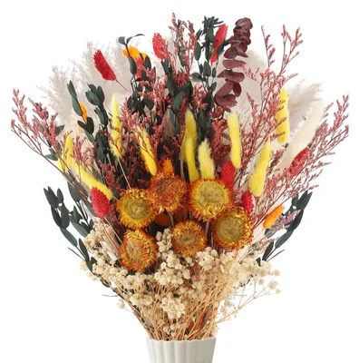 75 Trockenblumen, Pampasgras, Boho-Deko, 40-45 cm, Orange