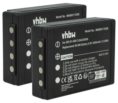 Produktbild von vhbw 2x Akku kompatibel mit HBC Radiomatic Eco Industrie-Funkfernsteuerung Fernbedienung (2000 mAh, 6 V, NiMH) - Schwarz