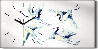 Produktbild von Wanduhr Uhr Wandbild Leinwand 60x30 Malerei Abstrakte Tiere Vögel Kunst - schwarze Hände
