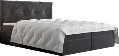 Produktbild von Roe Furniture | Boxspringbett 80x200 cm - Grau, Komplett-Set mit Matratze, Polsterbett, Betten, Familienbetten, Gästebett - ALTEA
