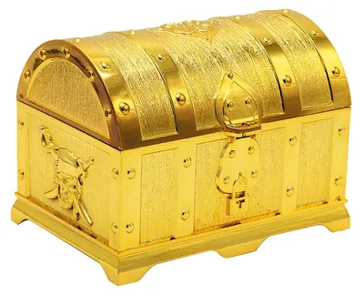 Schatzkiste aus Kunststoff, Retro-Design, Gold, 14x11x10 cm