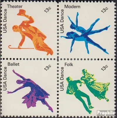 Produktbild von Briefmarken USA 1978 Mi 1335-1338 Viererblock (kompl.Ausg.) postfrisch Tanz