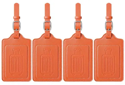 Produktbild von Kofferanhänger Kunstleder 4 Stück Orange mit Adressschild