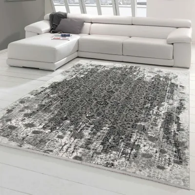 Zdjęcie produktu dla Orientalny dywan do pokoju gościnnego z ornamentami w kolorze szarym Rozmiar - 120 x 170 cm