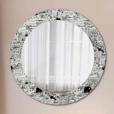 Produktbild von Modern Spiegel - Wandspiegel Design Wandmontage – Badspiegel mit Aufdruck - Rundspiegel - Kritzeleien Muster - Rund: Ø60 cm