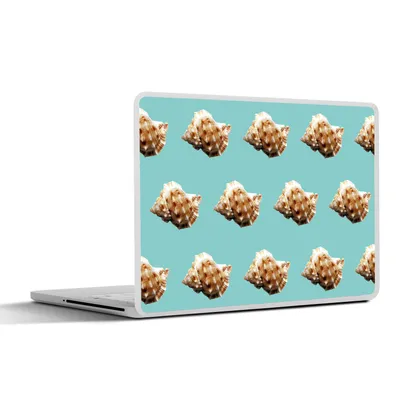 Produktbild von MuchoWow® Laptop Aufkleber Sticker Cover Muscheln - Muster - Grün 32.5x23.5 cm - Sticker für Laptop - Selbstklebend