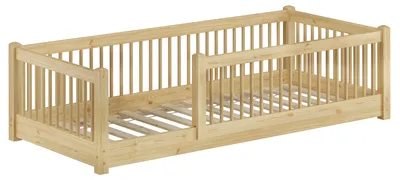 Produktbild von Kinderbett niedriges Bodenbett Kiefer natur 80x180 Kleinkinder Laufstall ähnlich V-60.65-08-180Rollrost inkl.