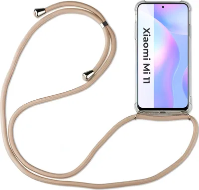 Produktbild von Xiaomi Hülle mit Band Schutzhülle Handykette Silikon Handy Tasche mit Schnur Neu Xiaomi Mi 11 Beige / Braun