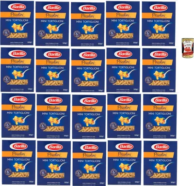 Produktbild von Barilla Piccolini Mini Tortiglioni 20×500 g (10 kg) – 100% Hartweizengrieß, Garzeit 6 Min, kinderfreundlich & vielseitig für Saucen/Salate/Aufläufe – + Italian Gourmet polpa