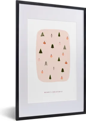 Produktbild von MuchoWow® Gerahmtes Poster Weihnachtsbäume - Weihnachtsschmuck - Muster 40x60 cm - Poster mit Schwarzem Bilderrahmen Wandposter Rahmen Foto Bilder - Poster in Rahmen