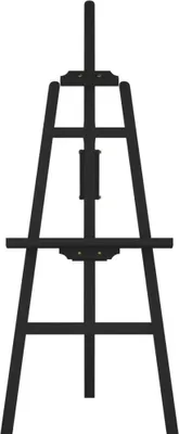 A black easel on a white background.