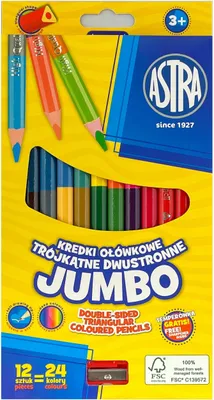 Immagine prodotto di Matite colorate doppie Jumbo Astra 24 colori con temperino