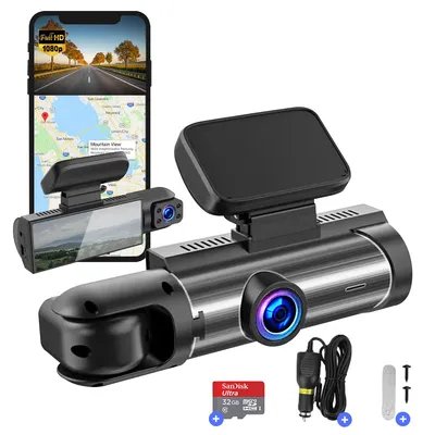 Produktbild von Fleau Tech Dashcam fürs Auto – Inkl. WLAN und App – Fahrtenschreiber mit Doppelobjektiv – Bewegungserkennung und Parkmodus – G-Sensor – Full HD – 170°