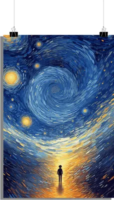Produktbild von Starry Night Poster - Stilvolles Poster - Kunstposter - 51x71cm - Perfekt zum Einrahmen