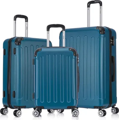 Produktbild von Flexot® F-2045 | 3er Kofferset | Royal-Blau - Koffer Set | Größen M Handgepäck | L & XL Trolley | Hartschalenkoffer | elastisch & robust | 360° Rollen | Reisegepäck | Reisekoffer | Koffer | Suitcase | Luggage