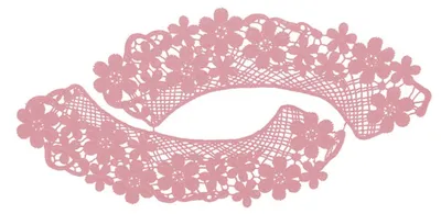 Geborduurde Blumenkraag, Applikation, Hohlnähte, 34x11 cm, Rosa
