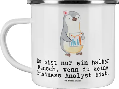 Produktbild von Mr. & Mrs. Panda Teetasse Business Analyst Herz - Weiß - Geschenk, Pott, Danke, becher emaille, Campingbecher, Haferl, Tasse