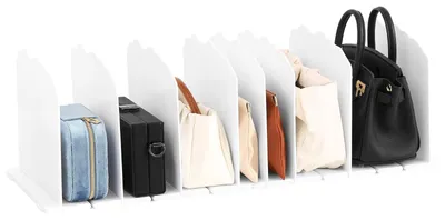 Image de 8 séparateurs de rangement réglables pour sacs à main, en acrylique blanc, pour placards