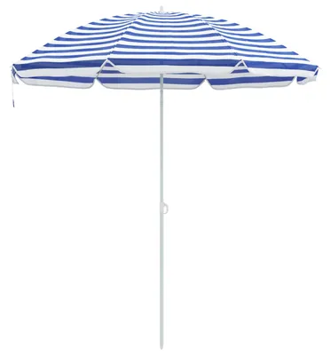Image de vidaXL Parasol de plage bleu et blanc 263 x 263 x 272 cm