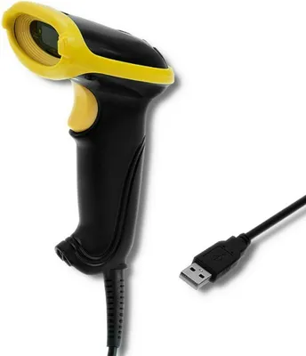 Produktbild von Qoltec 50860, Tragbares Barcodelesegerät, 1D, Laser, 60 cm, Kabelgebunden, USB