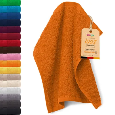 Produktbild von EllaTex PARIS Seiftuch 30x30 cm – 100% Baumwolle, 500 g/m² Frottier, flauschig & saugstark, in Farbe: Orange