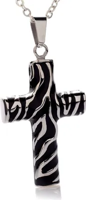Produktbild von Edelstahl Anhänger Kreuz Shwarz Emailliert Mit Edelstahl Kette- CRPJL001 - 50.0 Zentimeter