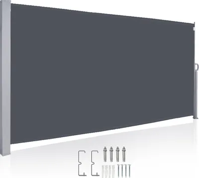 Produktbild von TolleTour Seitenmarkise 160x300cm Sichtschutz Ausziehbar Blickdicht Sonnenschutz Markise Balkon Terrasse Garten Seitenrollo Windschutz Grau